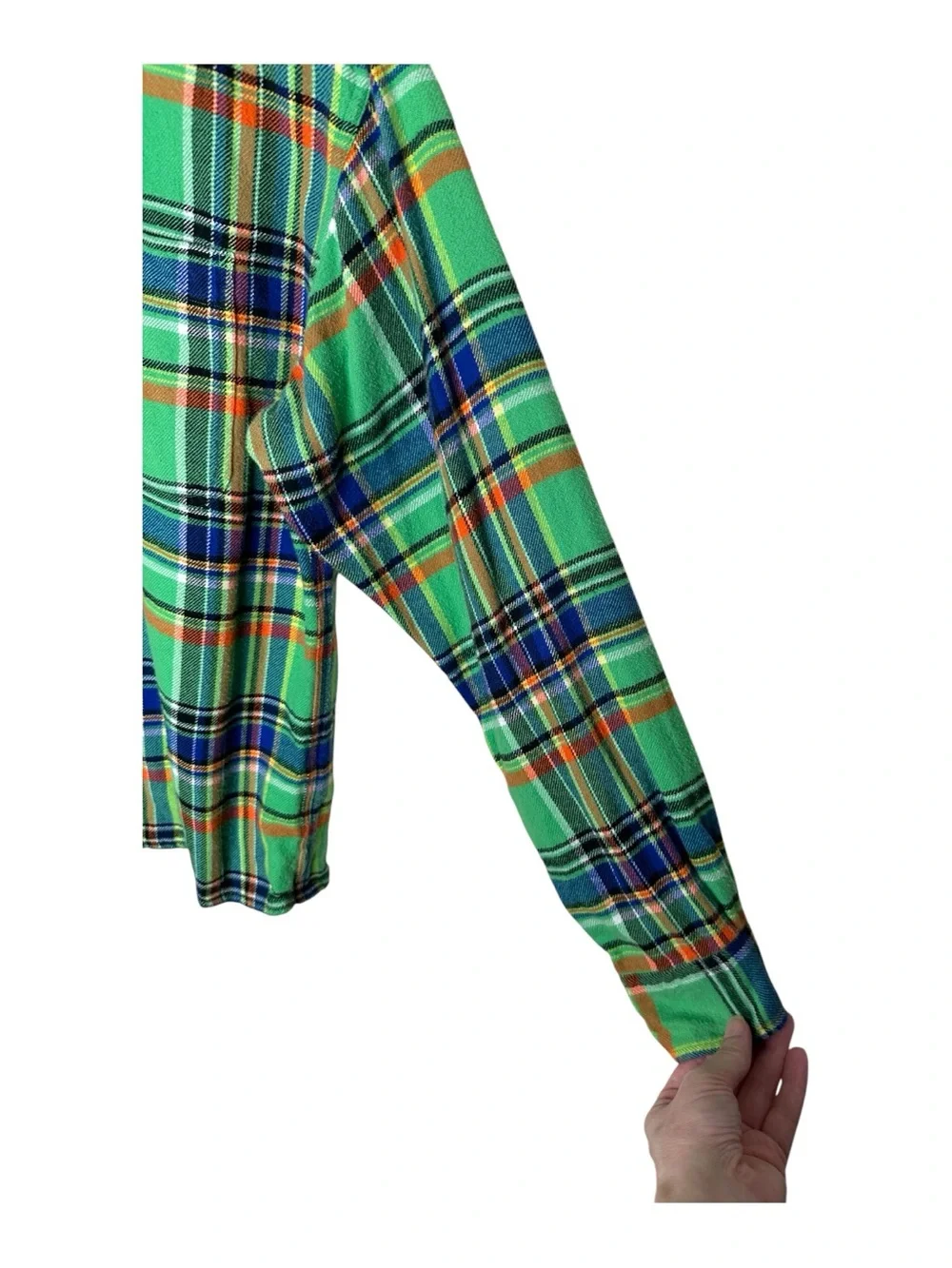 Polo Ralph Lauren Green Plaid Multi Color Striped Soft Flannel Shirt Men’s Size